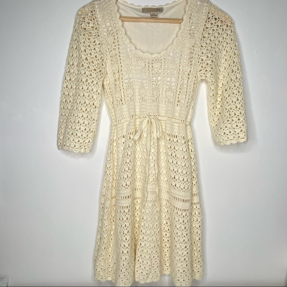 Forever 21 Cream Knit A Line Short Dress Size S